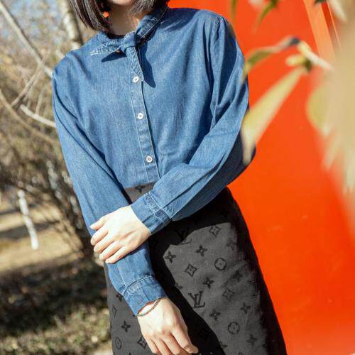 打结牛仔衬衫，超美，超百搭，女装衬衫，轩之秀