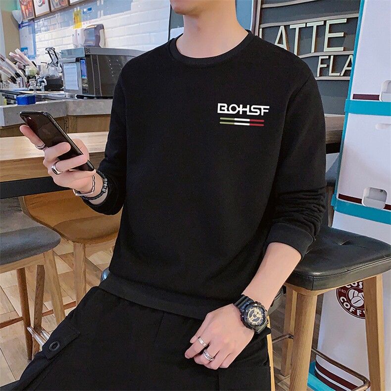 2021新款秋季卫衣男圆领套头潮流无帽休闲长袖打底衫DF116T图片