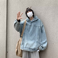 水洗复古情侣装牛仔卫衣连帽外套潮牌高街宽松帅气夹克衫2025P63，男装卫衣，星座410-2