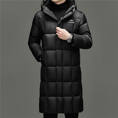 大货冬季男士连帽长款90%白鸭绒羽绒服大衣加厚300克羽绒外套，男装羽绒服，钱塘723