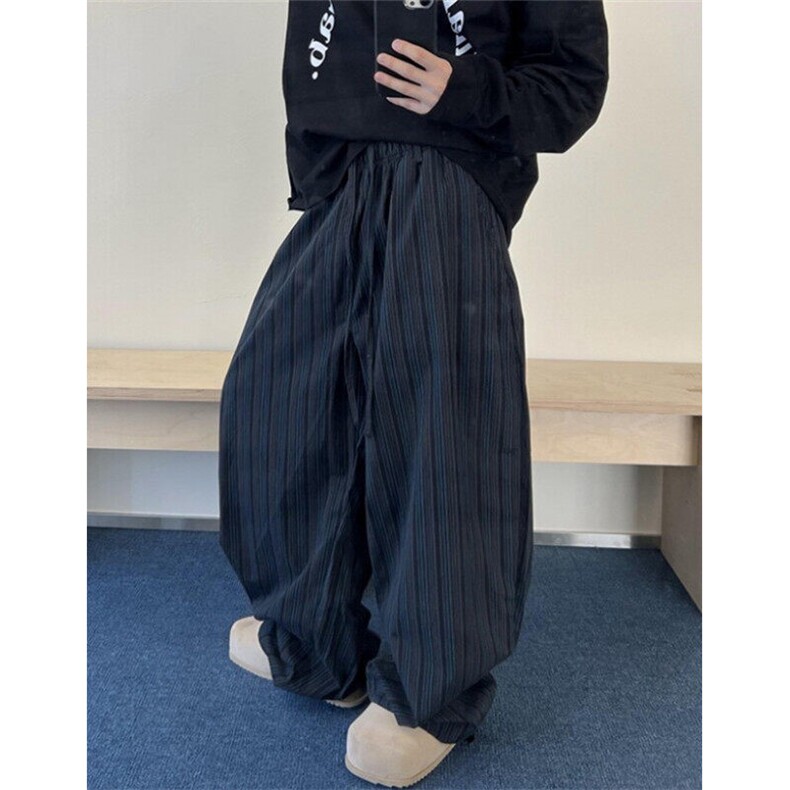 美式复古条纹休闲裤男女宽松直筒阔腿裤子垂感拖地长裤潮KA838,男装休闲裤,星座1116A（原606A-3）