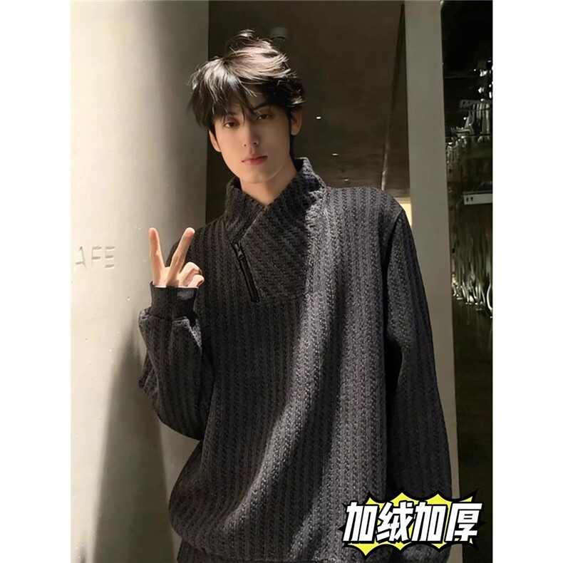 加绒加厚冬款男女休闲卫衣拉链高领宽松夹克外套WY64P40加绒P45,男装夹克,星座1013-1