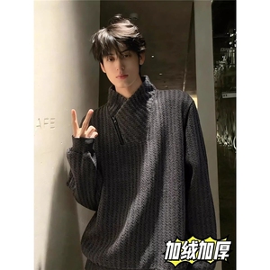 加绒加厚冬款男女休闲卫衣拉链高领宽松夹克外套WY64 P40加绒P45图片
