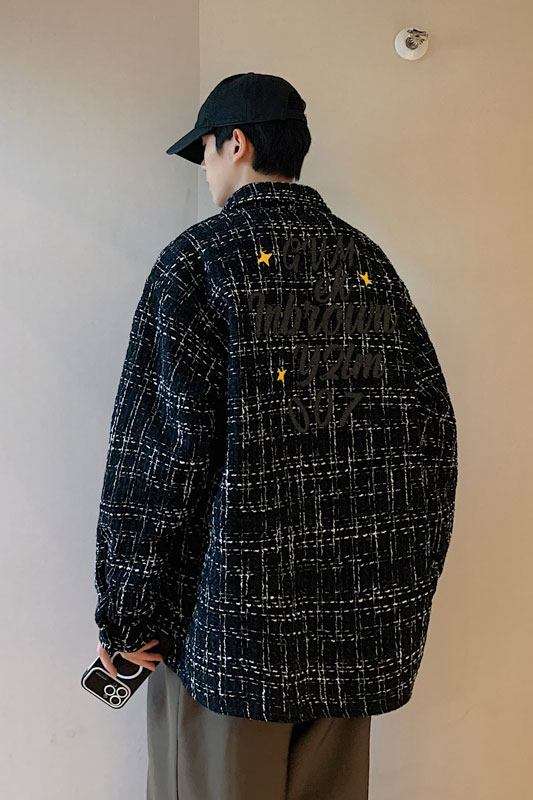 港风小香风衬衫男大码M-5XL中性情侣潮衬衫男CCS8019P45加绒P55,男装衬衫,星座227-7