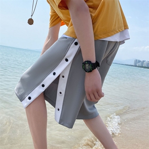 夏季针织短裤潮流宽松垂感卫裤大码排扣裤DS-C407-K21801-P35图片