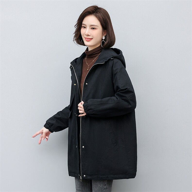 2025年冬季时尚潮流中长款休闲加绒加厚派克服,女装棉衣/棉服,独衣靓