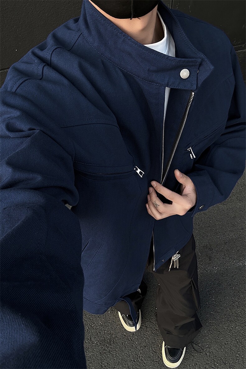 2026春季新款立领短款夹克男老钱风潮大码外套J2668-特P80控128,男装夹克,电商A001