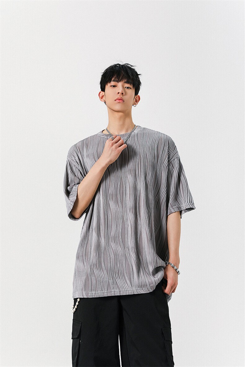 8XL-M特大码夏季短袖冰丝皱感透气T恤男潮垂感宽松半袖DX305P45,男装T恤,电商D206-1
