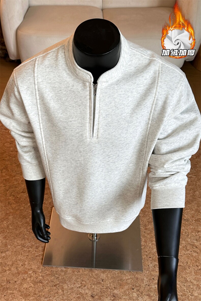2025冬季新款港风假模大码半拉链卫衣M-5XHW25999-特P35,男装卫衣,电商A022