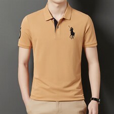 夏季新款男士翻领短袖t恤中年有领男装上衣服休闲POLO衫图片