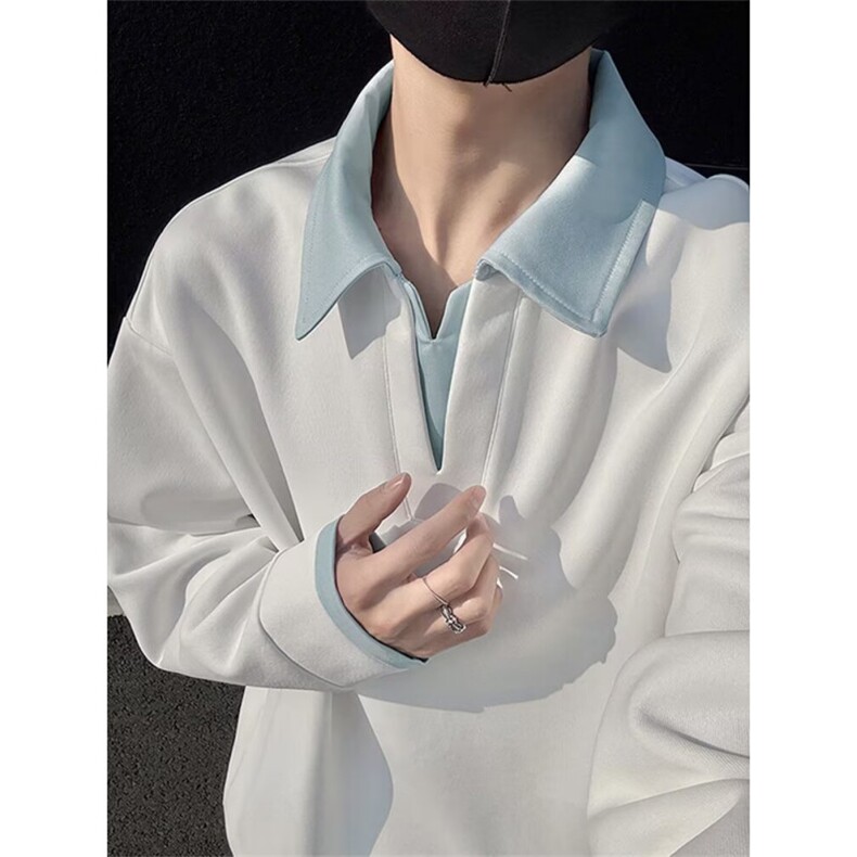 新款假两件翻领卫衣男潮流亨利领打底套头外套男513APL2780特P35,男装T恤,星座513A