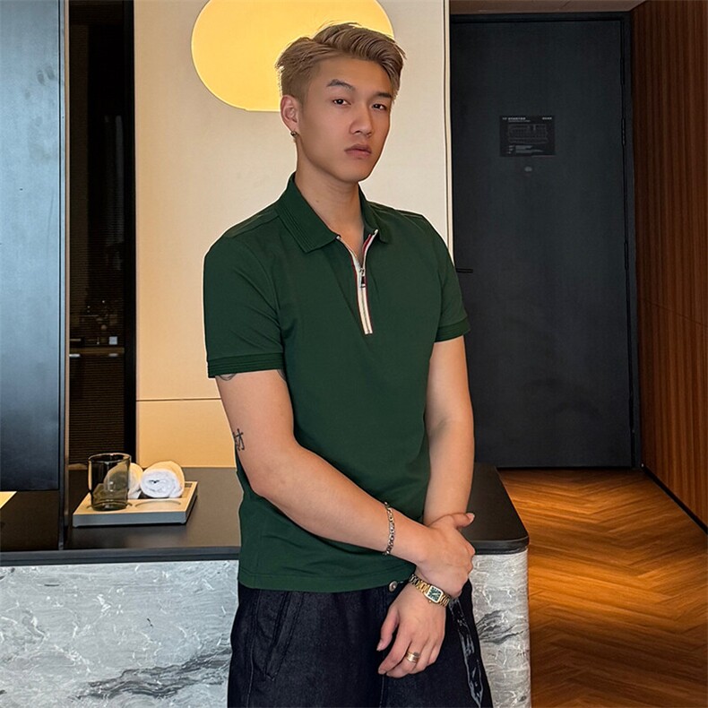 2025夏季新款高品质拉链设计时尚短袖翻领Polo衫2271-P50,男装T恤,电商D342