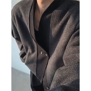 秋季老钱风双扣开衫混纺短款西服男毛呢外套复古西装潮LA1677-P60图片