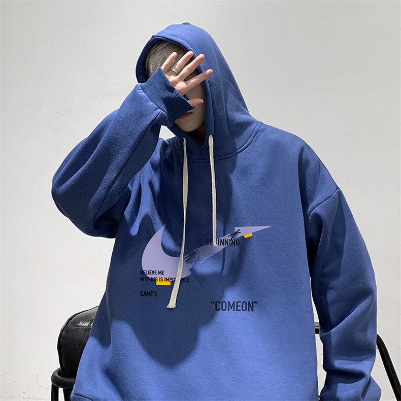 WY2259-P35加绒款-P40纯棉连帽卫衣男大码运动帽衫宽松薄外套男,男装卫衣,电商A040