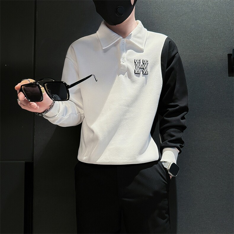 痞帅高级感男士拼接翻领卫衣外套社会小伙店主风301C-WY50P58控78,女装短外套,星座301C（原B323）
