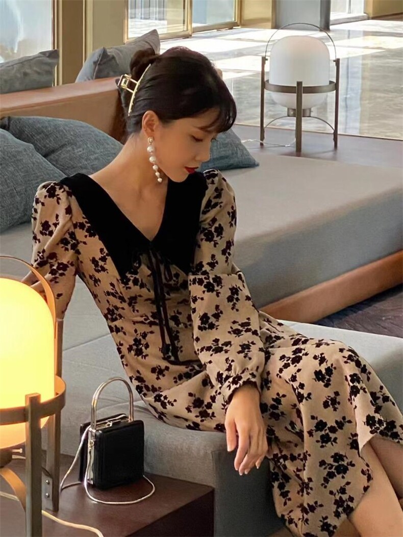 提花撞色连衣裙，女装连衣裙，时尚秀衣阁