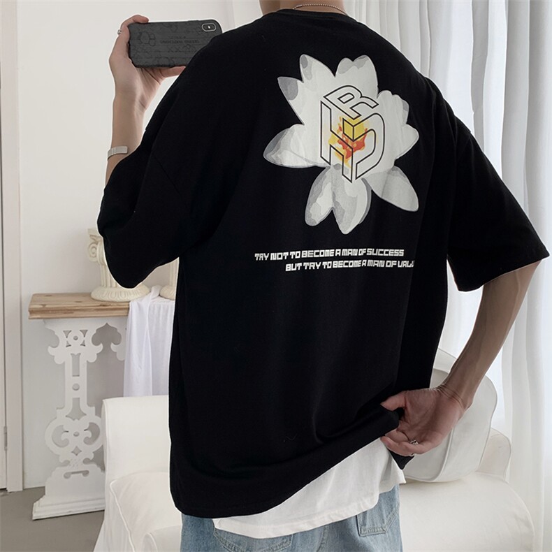【】A003-HT1187-P25夏装新款花朵印花短袖T恤几物1，男装T恤，电商A003