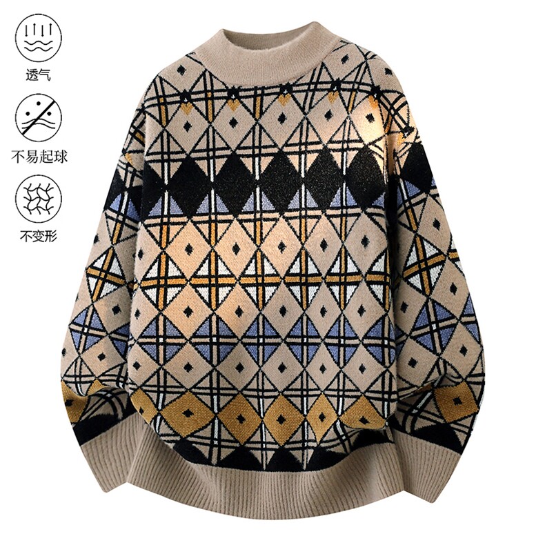 1018-1-M653-P45新款男士加厚潮流针织衫青少年内搭个性图案毛衣,男装针织衫/毛衣,星座1018-1​