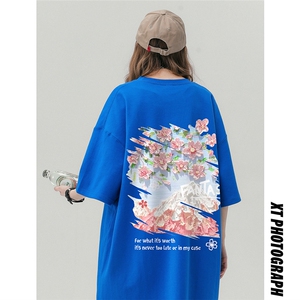 中性风新款夏季时尚百搭宽松圆领字母印花短袖T恤T6096P25控38图片