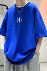 200g高克重夏季新款短袖T恤字母印花简约五分袖T6002P25控38，男装T恤，电商A268A