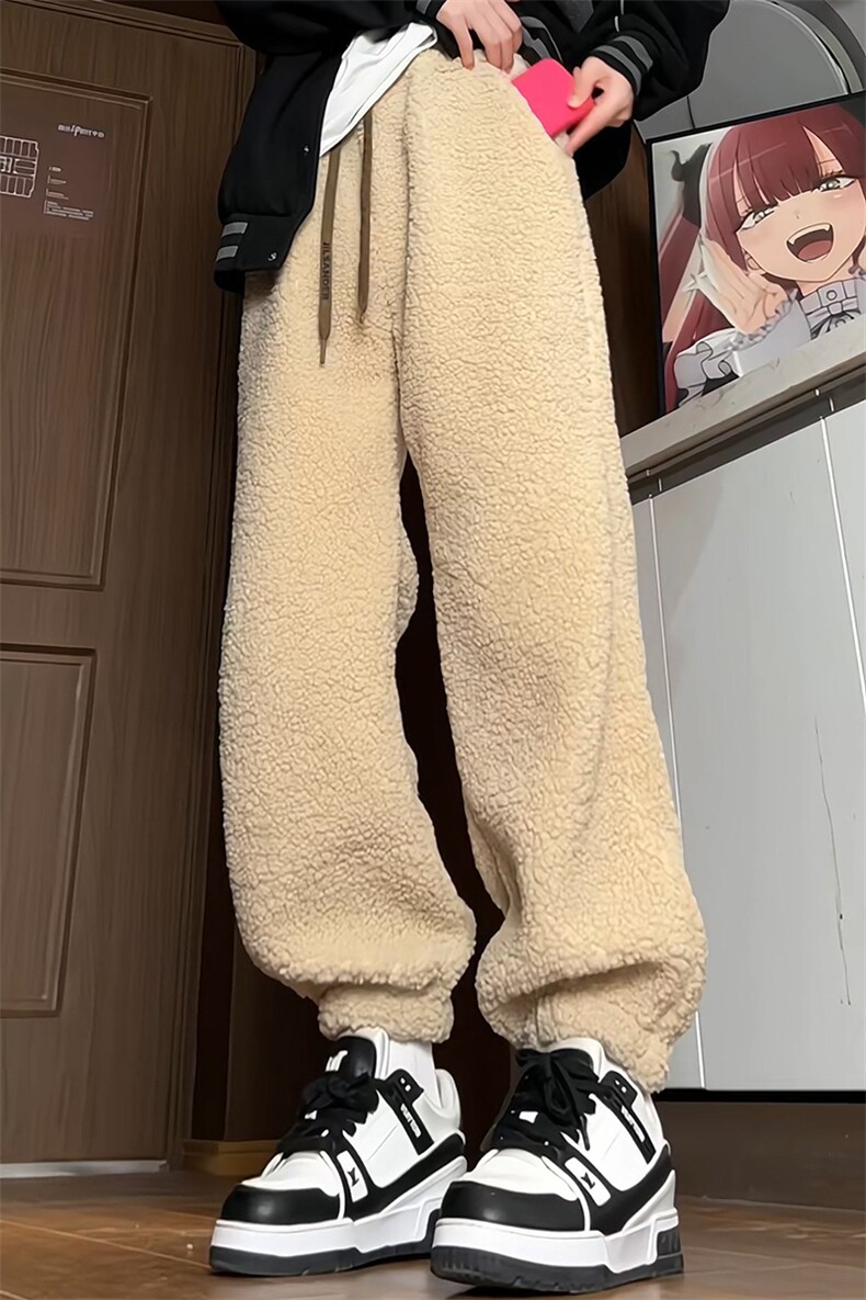 毛绒宽松束脚裤厚款男生休闲裤KD563-P65,男装休闲裤,电商D312-1