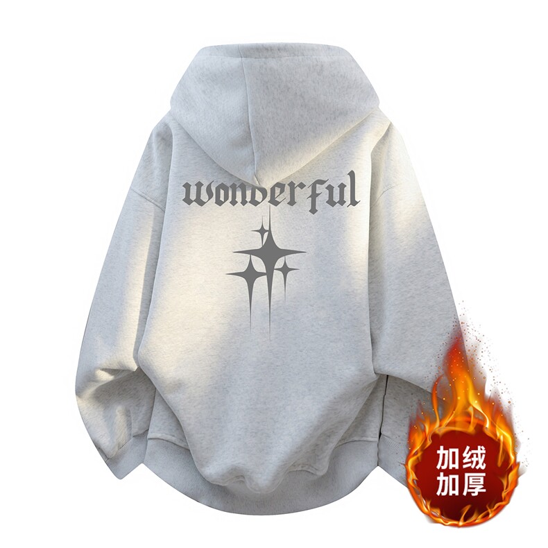 ！2025秋冬新款男士加绒印花连帽卫衣外套WY79特P45加绒P55，女装短外套，电商B220