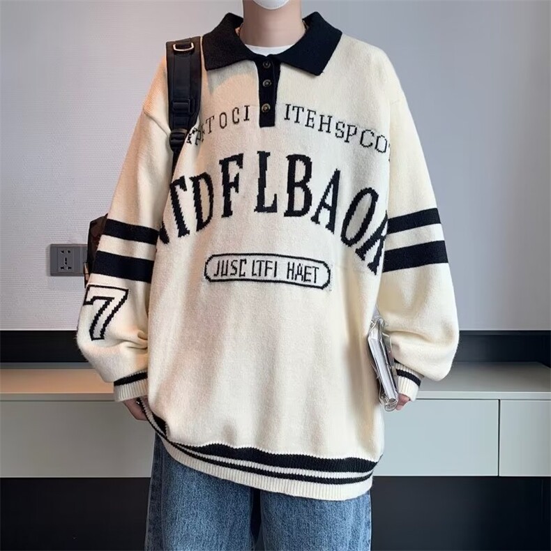 男秋冬季新款潮韩版百搭情侣毛衣POLO毛衣MY126P45图片