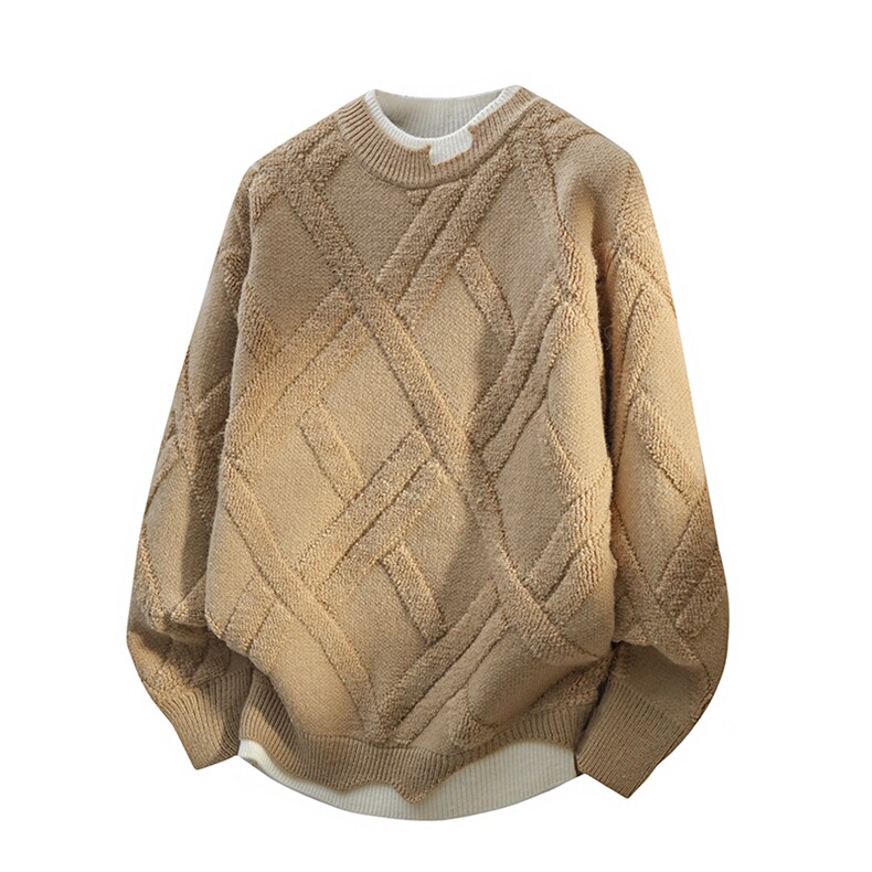 潮流假两件秋冬宽松青年时尚针织外套复古毛衣男士WZ3043-P68，男装针织衫/毛衣，星座1105-3