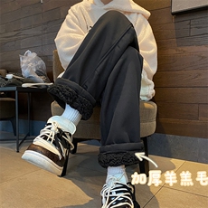 羊羔毛棉裤男冬季加绒加厚纯色保暖休闲裤K3703-B315-特P40控78，男装休闲裤，电商B315
