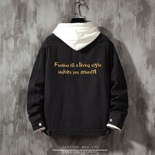 春秋青年男士个性字母刺绣潮外套男士港风宽松牛仔夹克JK095-P65，男装夹克，电商A128