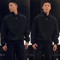 JY478-P43重磅纯色半开领卫衣男时尚简约宽松百搭，男装卫衣，星座1501-3