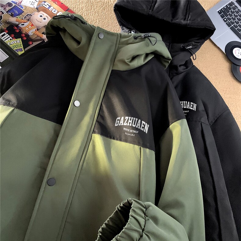 毛毯港风字母印花休闲宽松保暖连帽棉服A247-MY567特批95控158,男装棉衣,电商A247