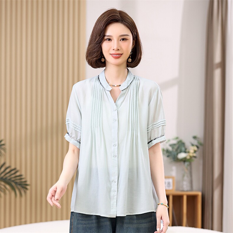 合集新款夏季短袖宽松休闲简约连帽翻领衬衫上衣T恤啦娜菲,女装衬衫,叶笙衣