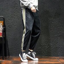 20秋装新款日系黑墙大码潮流韩版灯芯绒拼接九分小脚裤潮K813-P45，男装休闲裤，电商A009A（原A058A）
