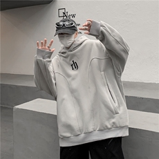 ！23宽松重磅加绒350克暗黑风rh排扣连帽卫衣LW9068-p78，男装卫衣，星座508（原C305）
