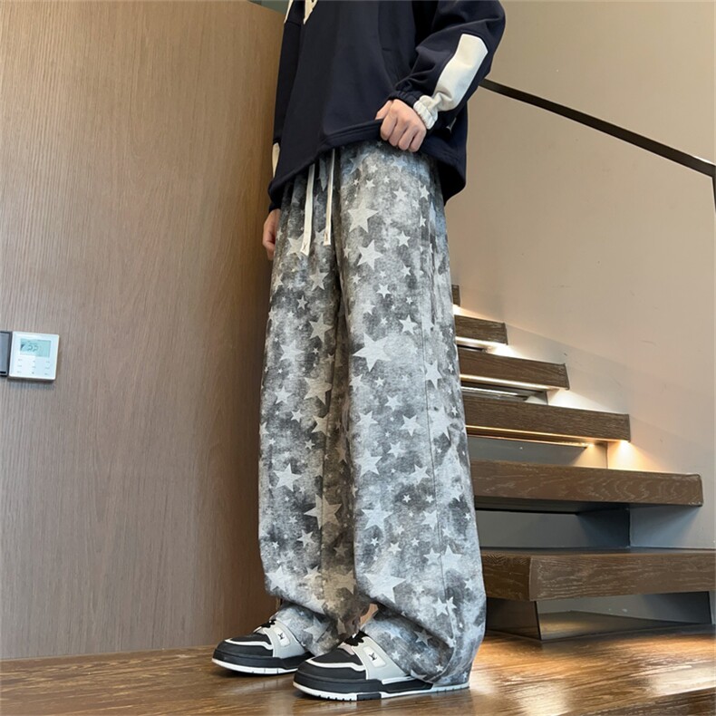 65华棉五角星印花休闲长裤M-3XL特P45，男装休闲裤，电商B325