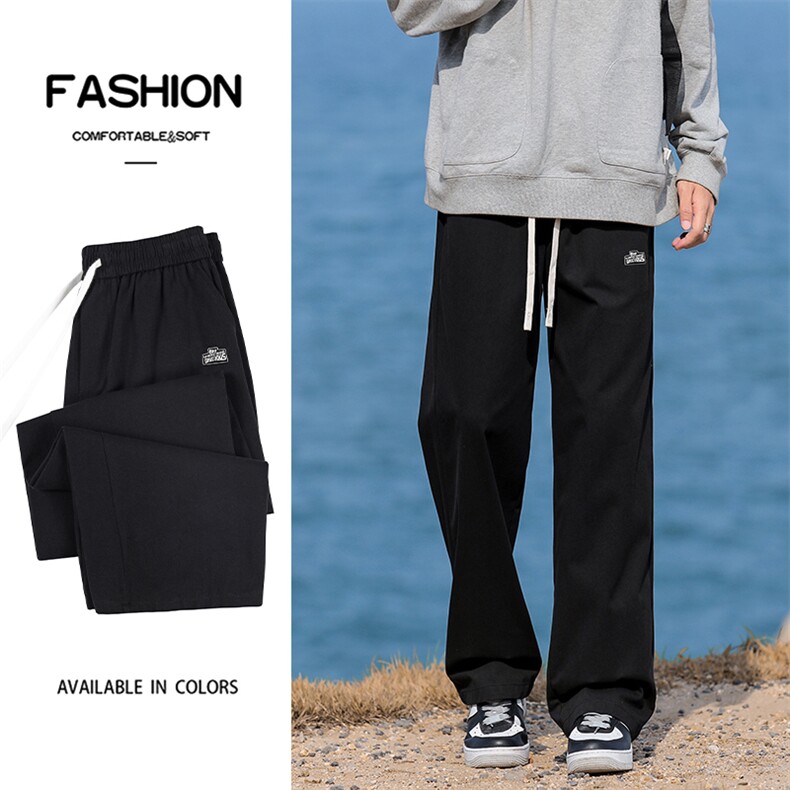 纯棉裤子男士新款日系潮牌高街宽松直筒运动休闲长裤K630-特批-38，男装棉裤，星座718-1