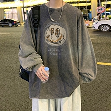 直播品质重磅纯棉美式蜡染水洗做旧潮牌宽松长袖t恤CT360特P38，男装T恤，电商A486
