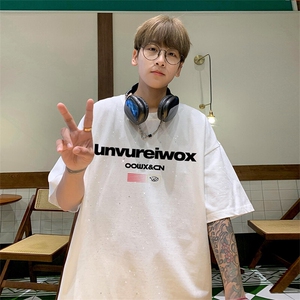 可48小时发货支持抖音得物来样二开 美式满天星亮片短袖T恤MTX675图片