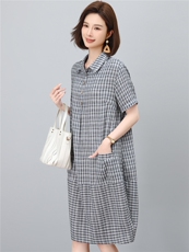 高端棉麻连衣裙女2026夏季新款宽松休闲中年妈妈薄款裙子，女装连衣裙，独衣靓