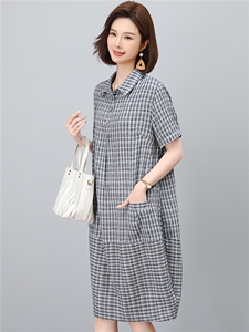 高端棉麻连衣裙女2026夏季新款宽松休闲中年妈妈薄款裙子图片