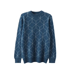 时尚都市2024年秋季圆领长袖套头条纹羊毛衫，男装羊毛衫，德晨羊绒