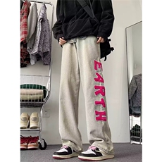 美式vibe高街黄泥色牛仔裤男春秋新款刺绣潮牌宽松直筒百搭长裤子，男装牛仔裤，星座506A