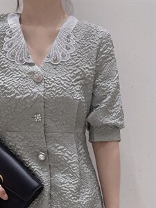 【现货】复古钻领连衣裙2色图片