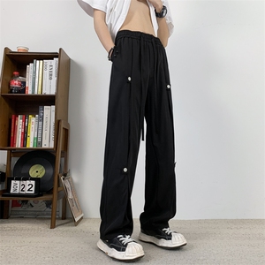 美式高街 hiphop冰丝铆钉纽扣冰凉情侣百搭裤K611p55图片
