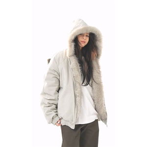 现货高品质美式高街冬季重磅硬挺短款座山雕毛领棉衣男女加厚外套图片