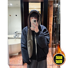 两面穿现货重磅短款座山雕棉衣男女双面穿毛毛绒棉服加厚外套，男装棉衣，电商A443