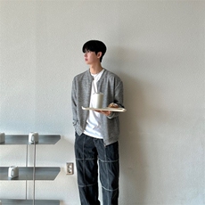 816B-KS02-P68高级感简约开衫针织衫外套中性韩ins，男装针织衫/毛衣，星座816B