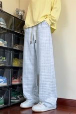 潮流复古纹理感大码百搭小香风直筒拖地休闲裤男K24129-特P35控68，男装休闲裤，电商A001