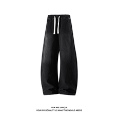白底潮牌美式解构拼接水洗牛仔裤男宽松阔腿裤子-A2396P55控88，男装牛仔裤，电商B241